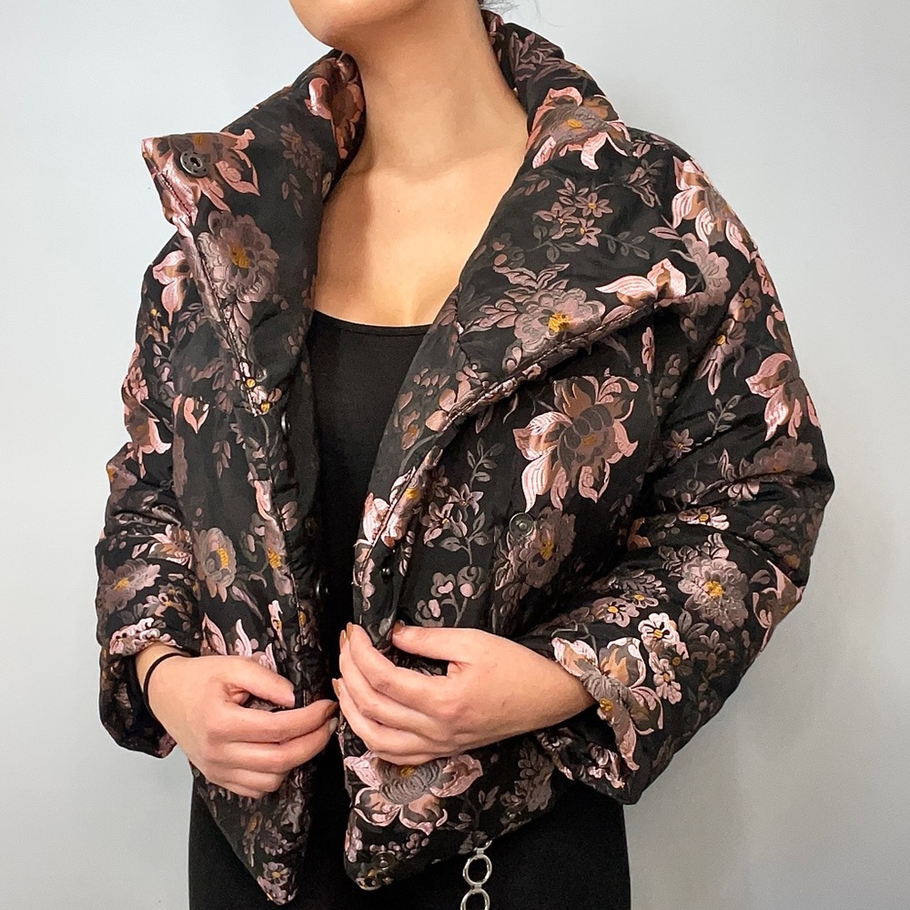 Free People Floral Puffer Coat